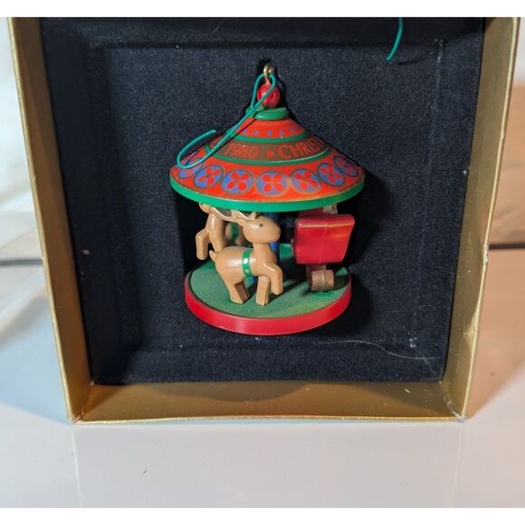 Vintage Hallmark 1980 Christmas Merry Go-Round Ornament with box - Picture 1 of 6